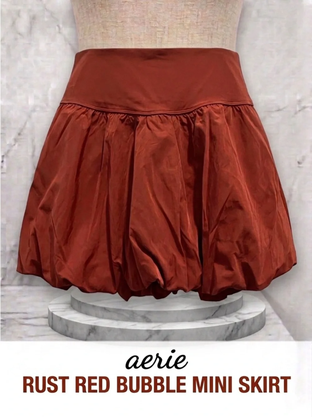 aerie Rust Red Bubble Skater Skirt NWT Size M